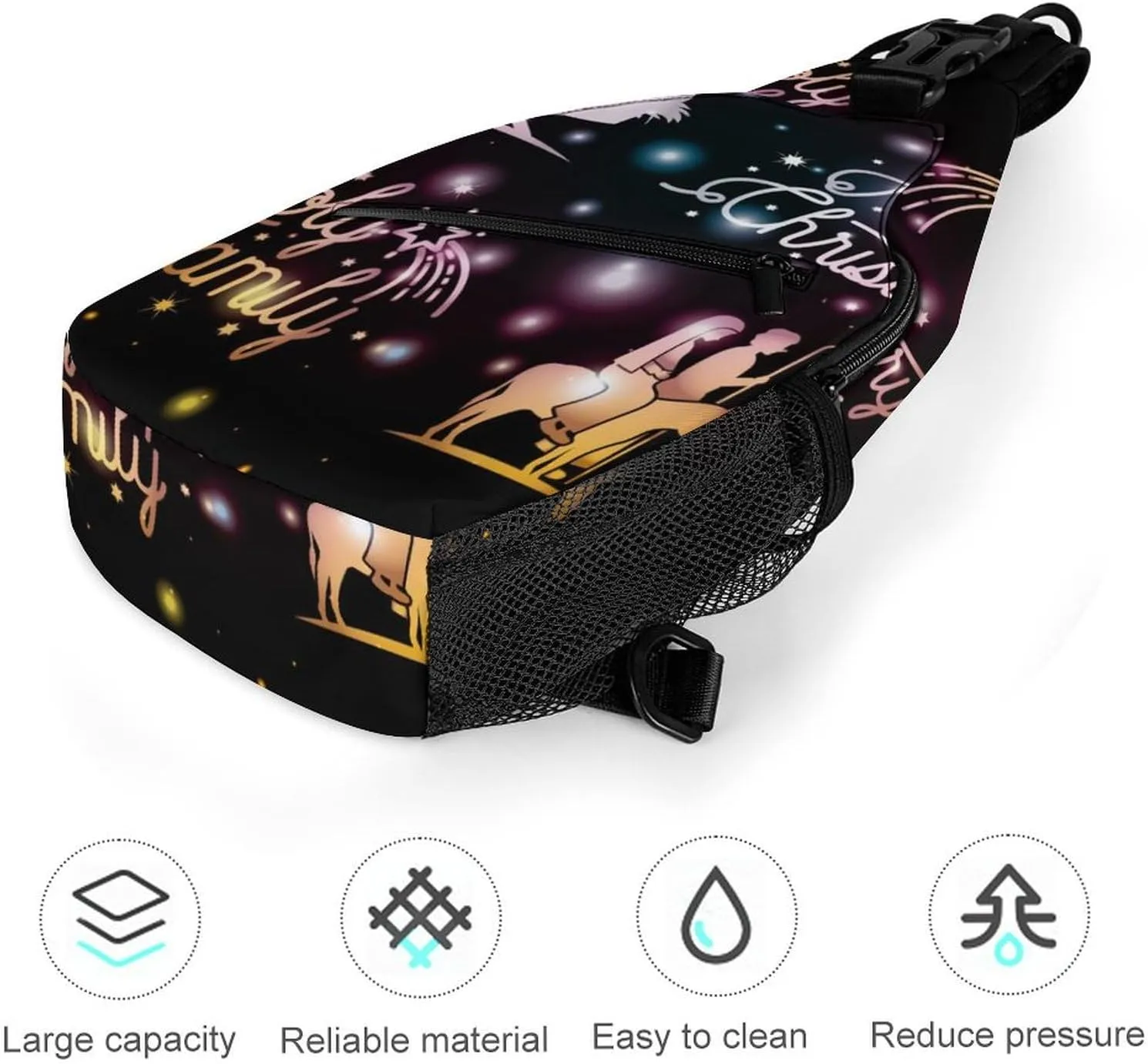 Casual Sling Backpack Merry-christmas-print Chest Bags Crossbody Sling Bag Travel Hiking Daypack Shoulder Bag for Women Men