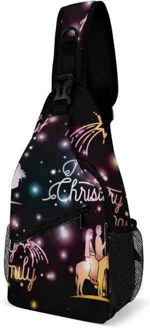 Casual Sling Backpack Merry-christmas-print Chest Bags Crossbody Sling Bag Travel Hiking Daypack Shoulder Bag for Women Men
