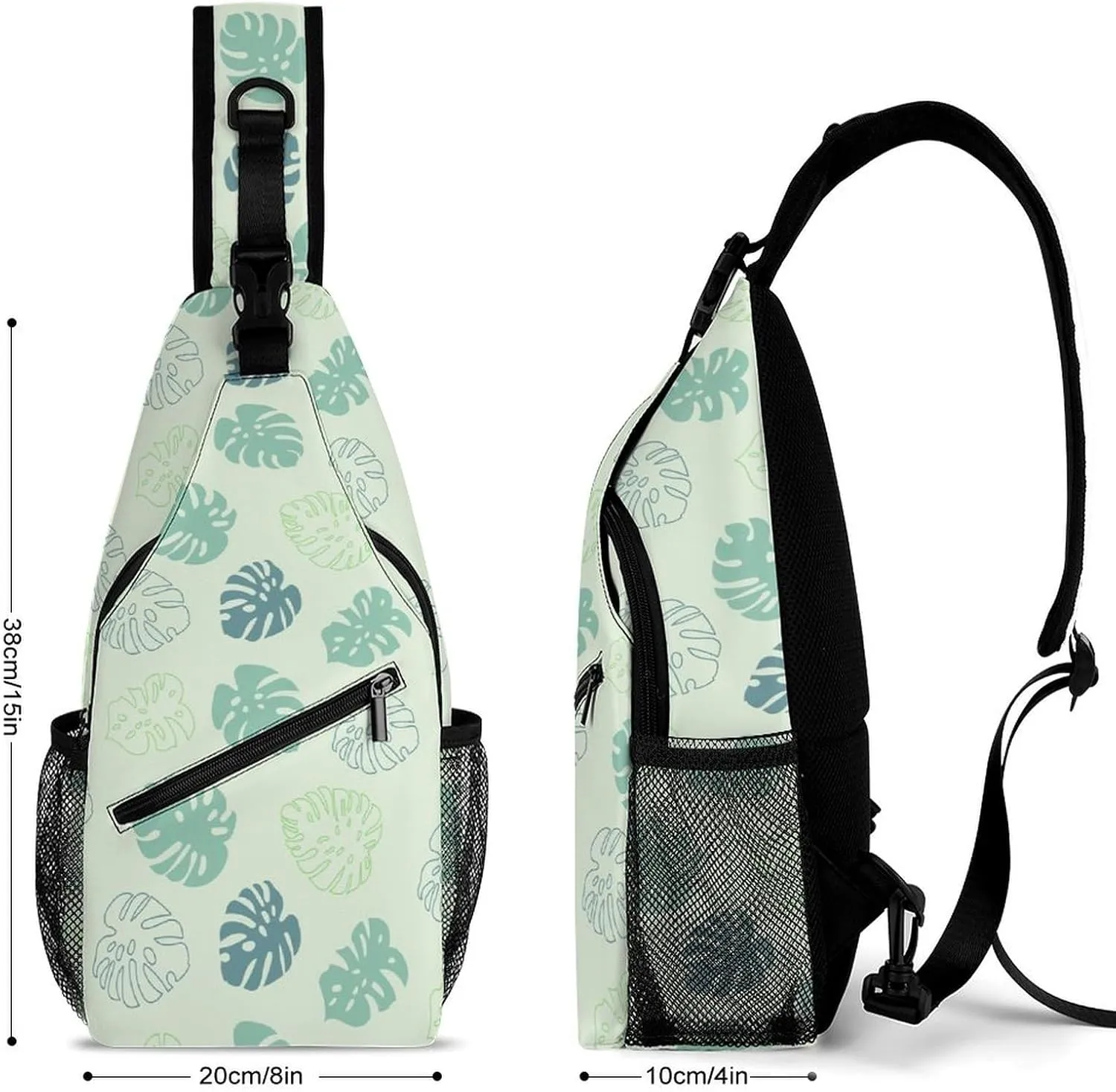 Casual Sling Backpack Monstera Pattern Chest Bags Crossbody Sling Bag Travel Hiking Daypack Shoulder Bag for Women Men, 38x20cm, Style