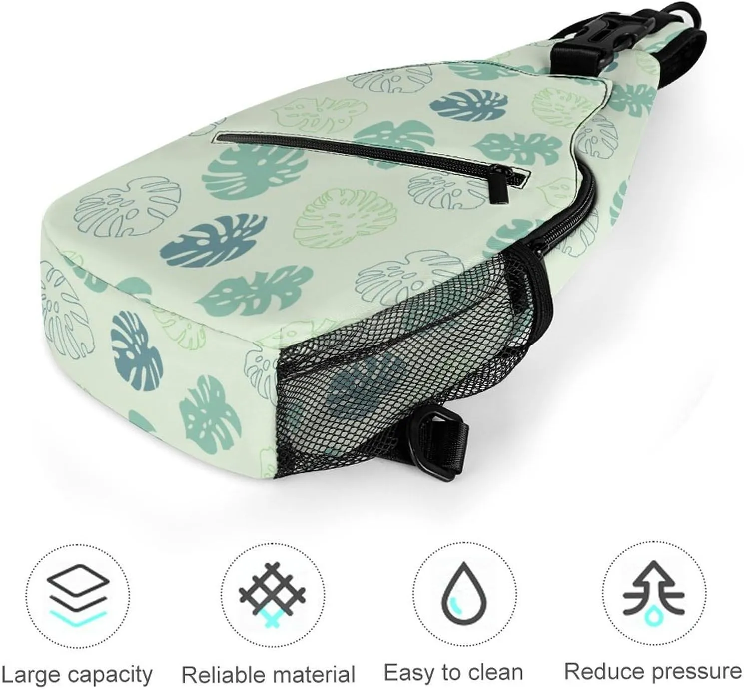 Casual Sling Backpack Monstera Pattern Chest Bags Crossbody Sling Bag Travel Hiking Daypack Shoulder Bag for Women Men, 38x20cm, Style