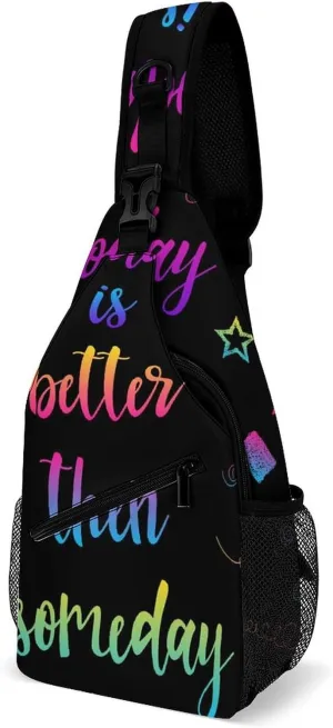 Casual Sling Backpack Rainbow-pattern-birthday Chest Bags Crossbody Sling Bag Travel Hiking Daypack Shoulder Bag for Women Men