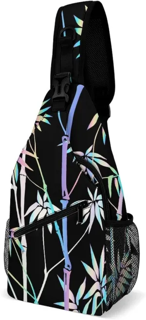 Casual Sling Backpack Tropical-neon-pattern Chest Bags Crossbody Sling Bag Travel Hiking Daypack Shoulder Bag for Women Men, 38x20cm, Style-5