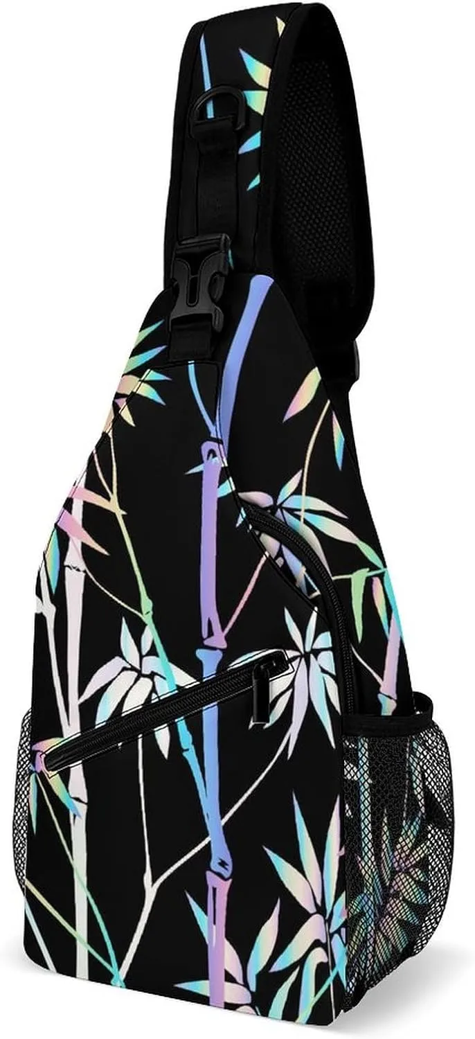 Casual Sling Backpack Tropical-neon-pattern Chest Bags Crossbody Sling Bag Travel Hiking Daypack Shoulder Bag for Women Men, 38x20cm, Style-5