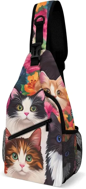 Cat (1) Sling Backpack Multipurpose Crossbody Shoulder Bags Travel Chest Bag Hiking Daypack