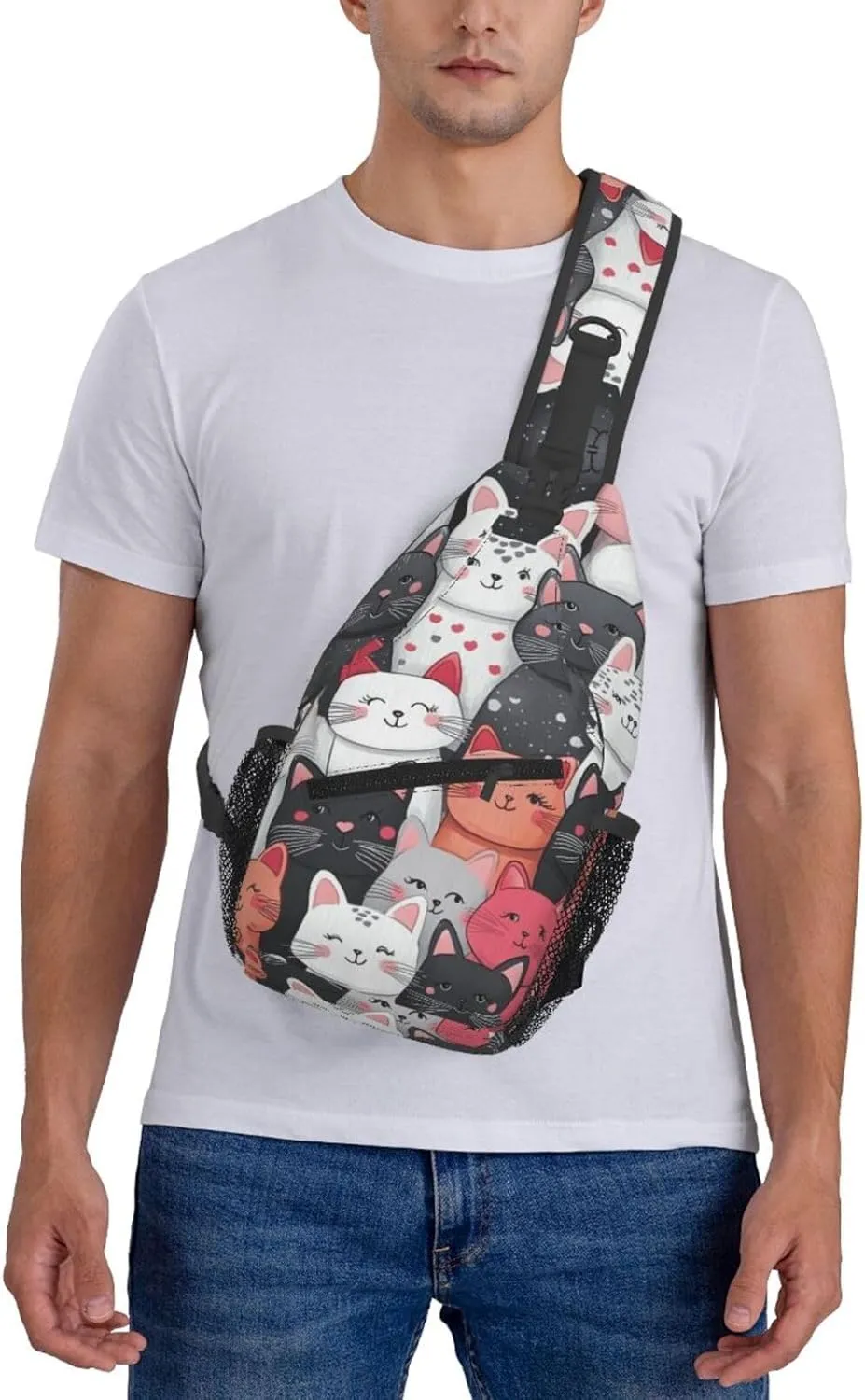 Cats Print Sling Bag Crossbody Shoulder Backpack Chest Bags Gym Travel Hiking Casual Daypack