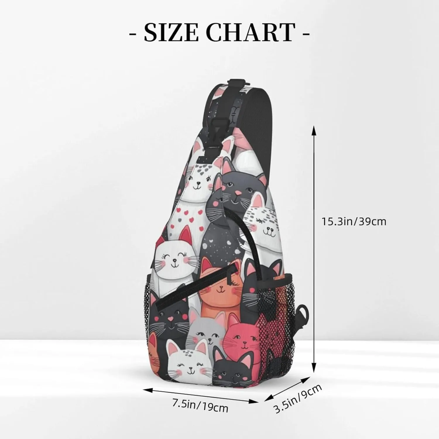 Cats Print Sling Bag Crossbody Shoulder Backpack Chest Bags Gym Travel Hiking Casual Daypack