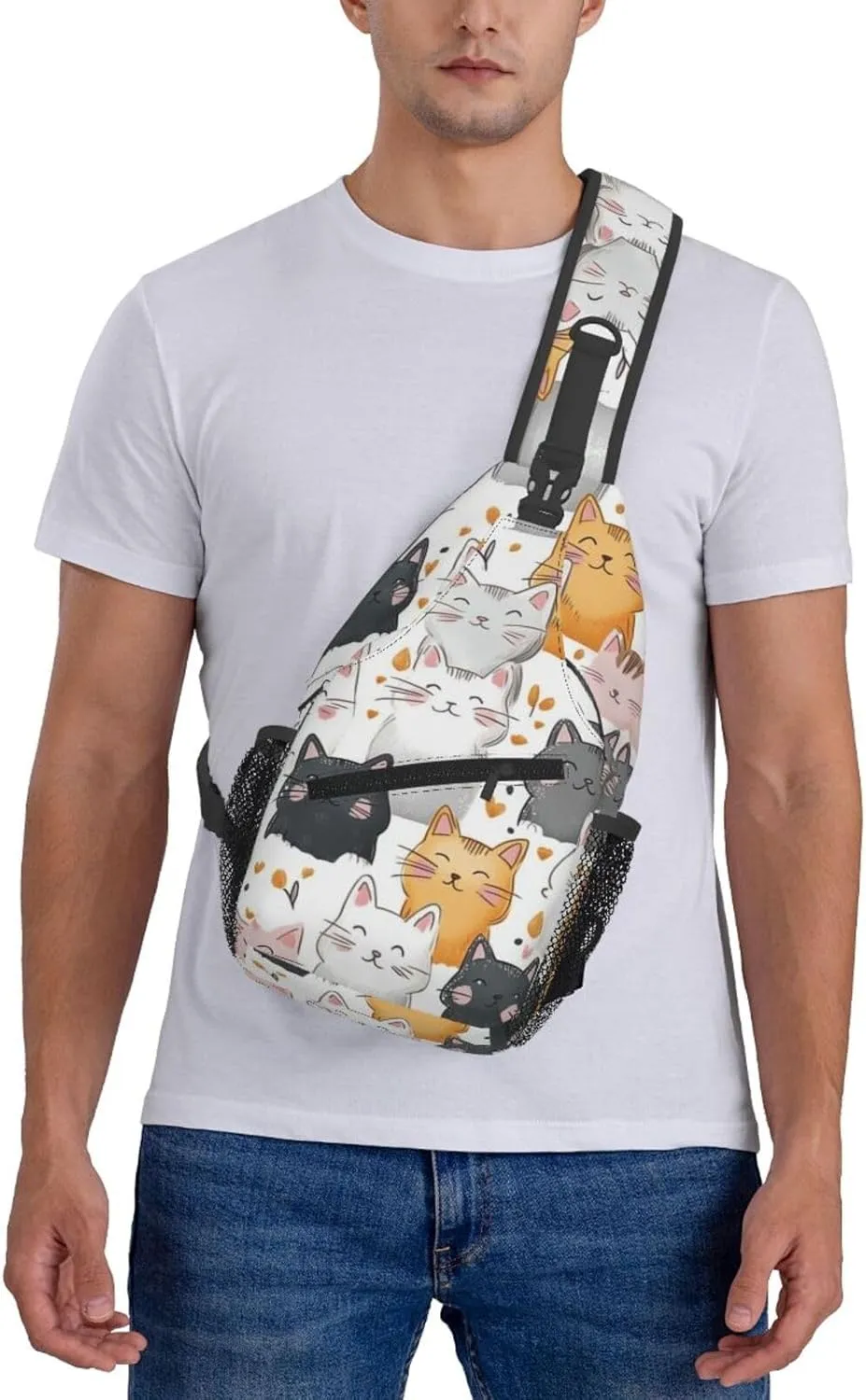 Cats Print Sling Bag Crossbody Shoulder Backpack Chest Bags Gym Travel Hiking Casual Daypack
