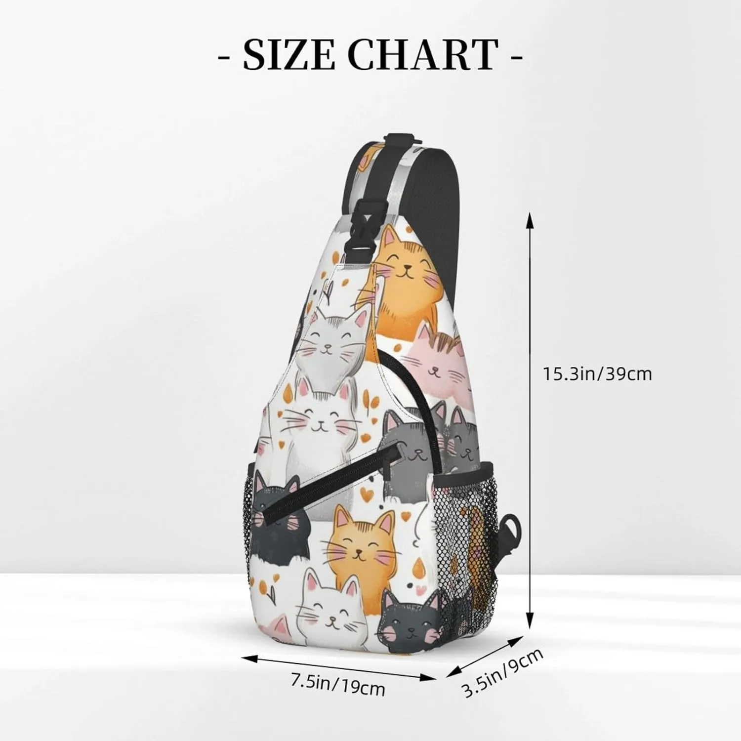 Cats Print Sling Bag Crossbody Shoulder Backpack Chest Bags Gym Travel Hiking Casual Daypack