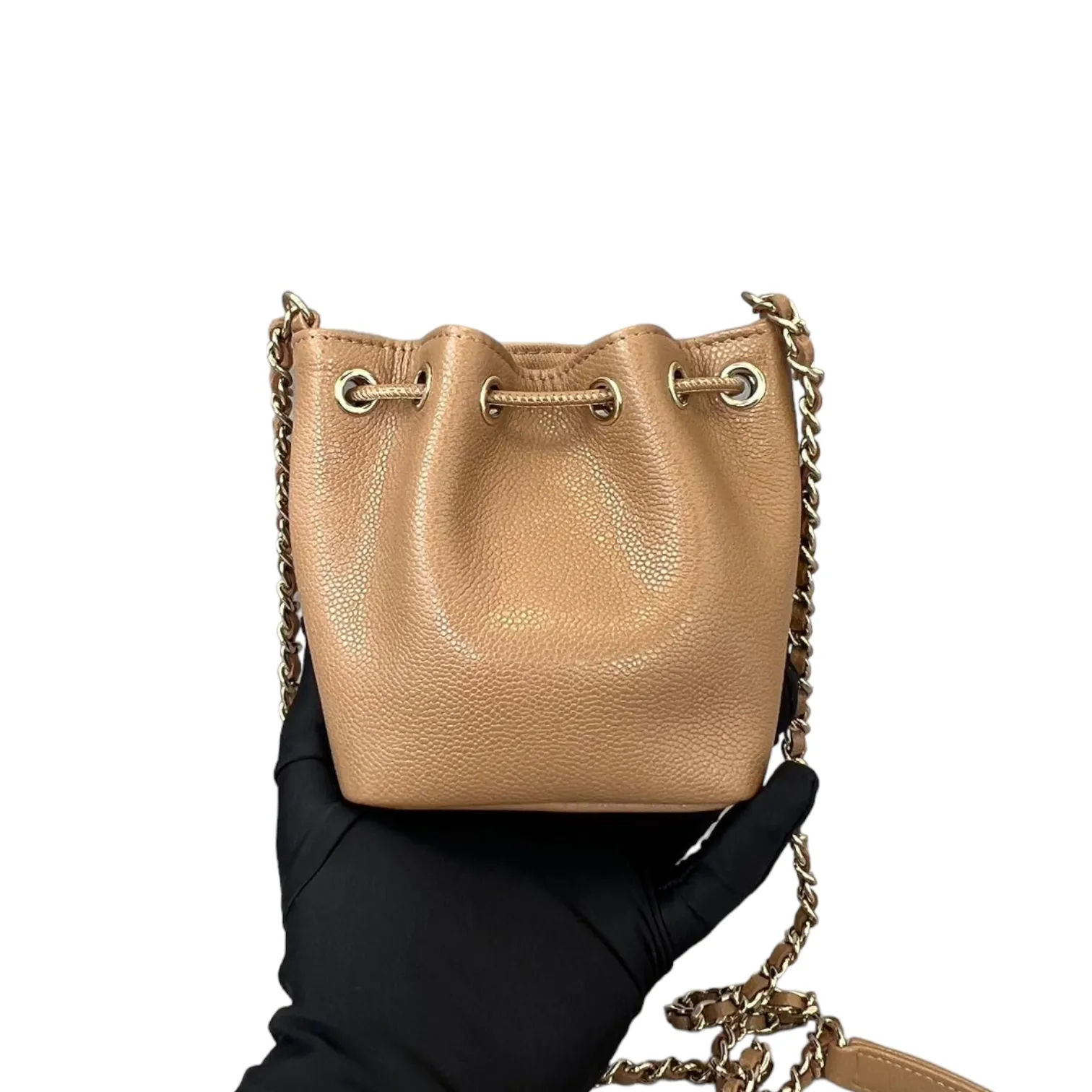 Caviar Mini Bucket Caramel Brown Bag GHW