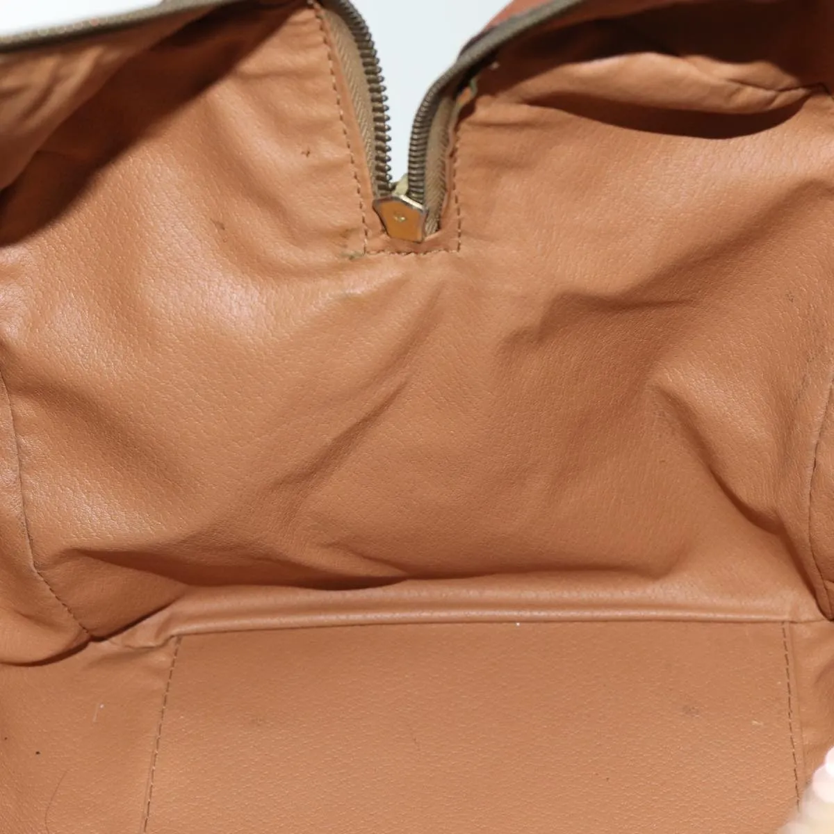 CELINE Macadam Canvas Boston Bag PVC Leather Brown Auth 79188