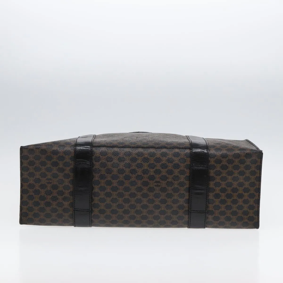 CELINE Macadam Canvas Tote Bag PVC Black Gold Auth 86432