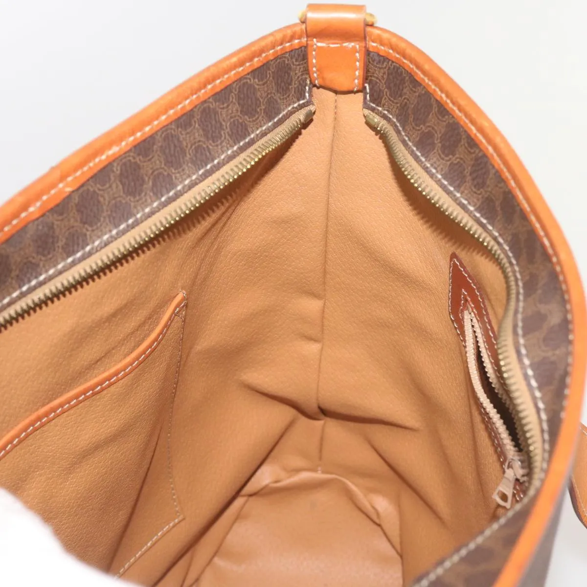 CELINE Macadam Canvas Tote Bag PVC Leather 2way Brown Auth ki4253