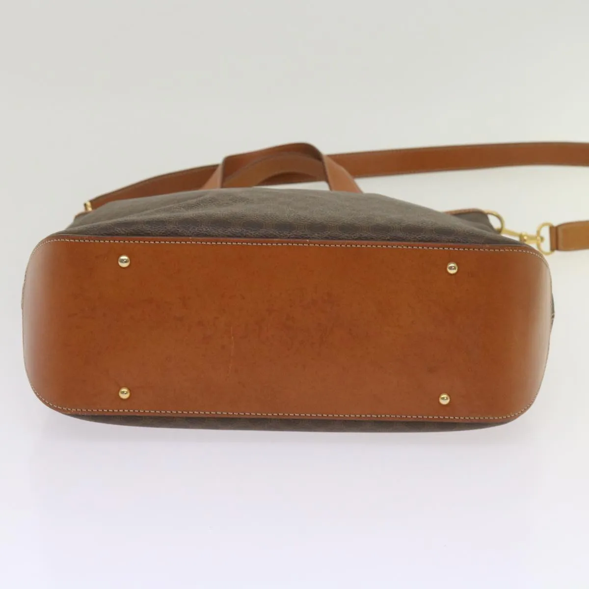 CELINE Macadam Canvas Tote Bag PVC Leather 2way Brown Auth ki4253