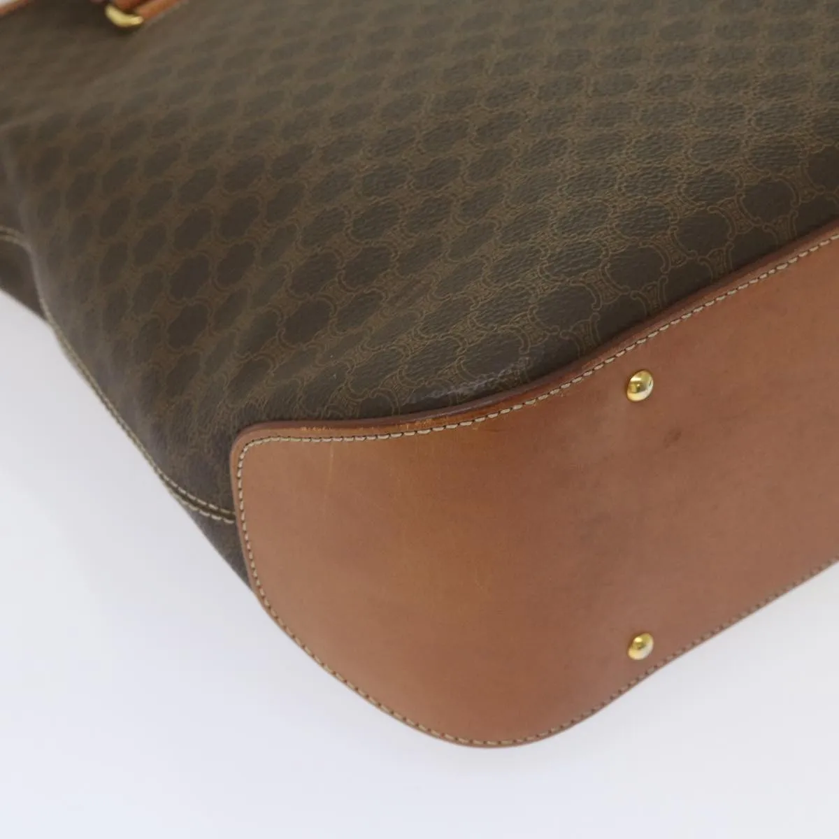 CELINE Macadam Canvas Tote Bag PVC Leather 2way Brown Auth ki4253
