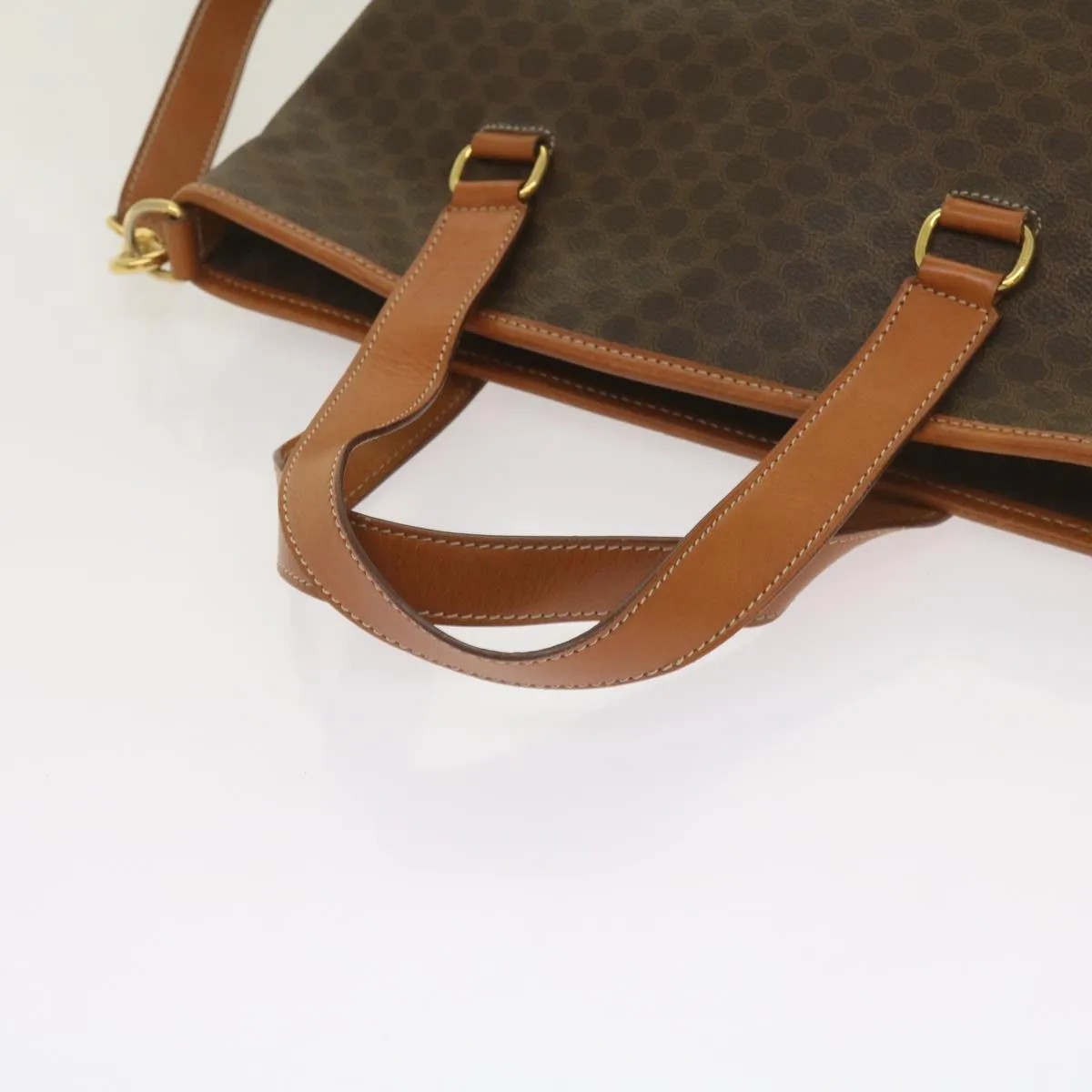 CELINE Macadam Canvas Tote Bag PVC Leather 2way Brown Auth ki4253