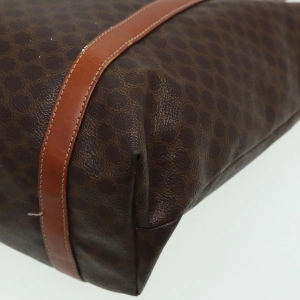 CELINE Macadam Canvas Tote Bag PVC Leather Brown Auth 83250