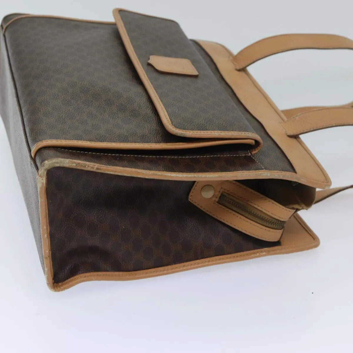 CELINE Macadam Canvas Tote Bag PVC Leather Brown Auth ep3734