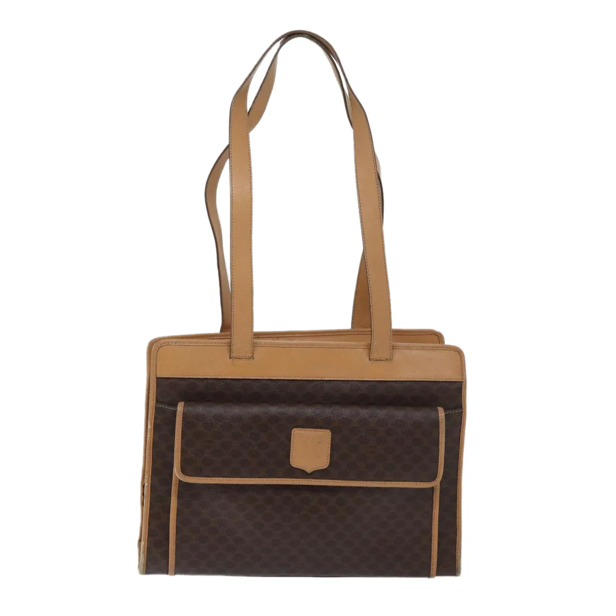 CELINE Macadam Canvas Tote Bag PVC Leather Brown Auth ep3734