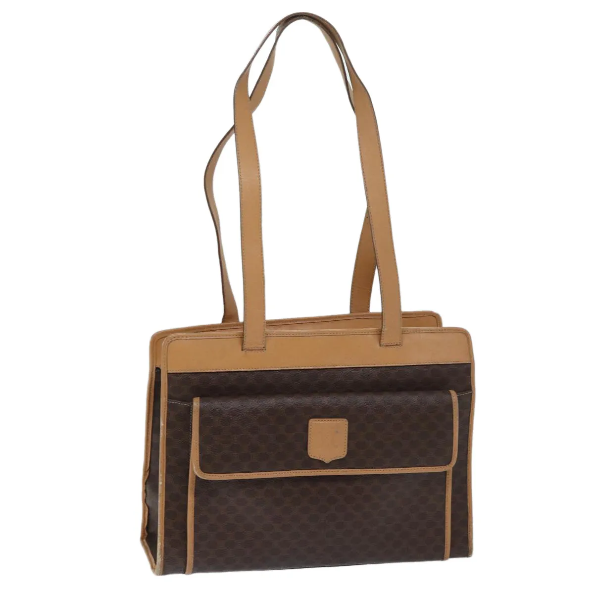 CELINE Macadam Canvas Tote Bag PVC Leather Brown Auth ep3734