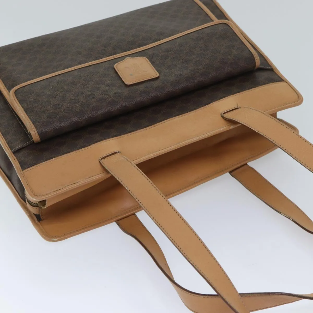 CELINE Macadam Canvas Tote Bag PVC Leather Brown Auth ep3734