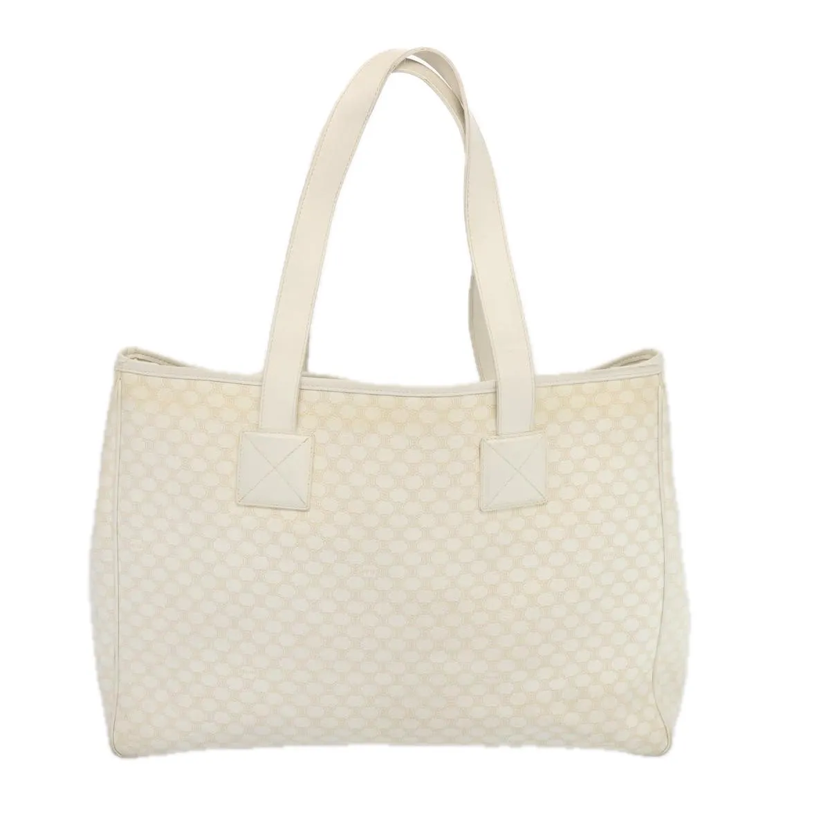 CELINE Macadam Canvas Tote Bag PVC White Auth 68393