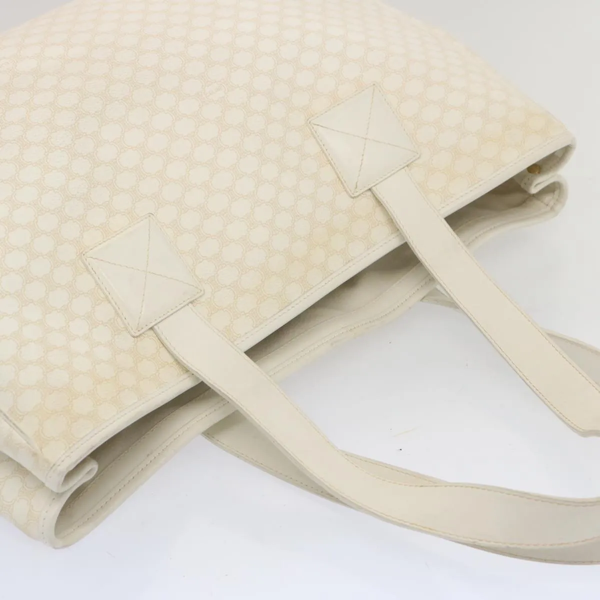 CELINE Macadam Canvas Tote Bag PVC White Auth 68393