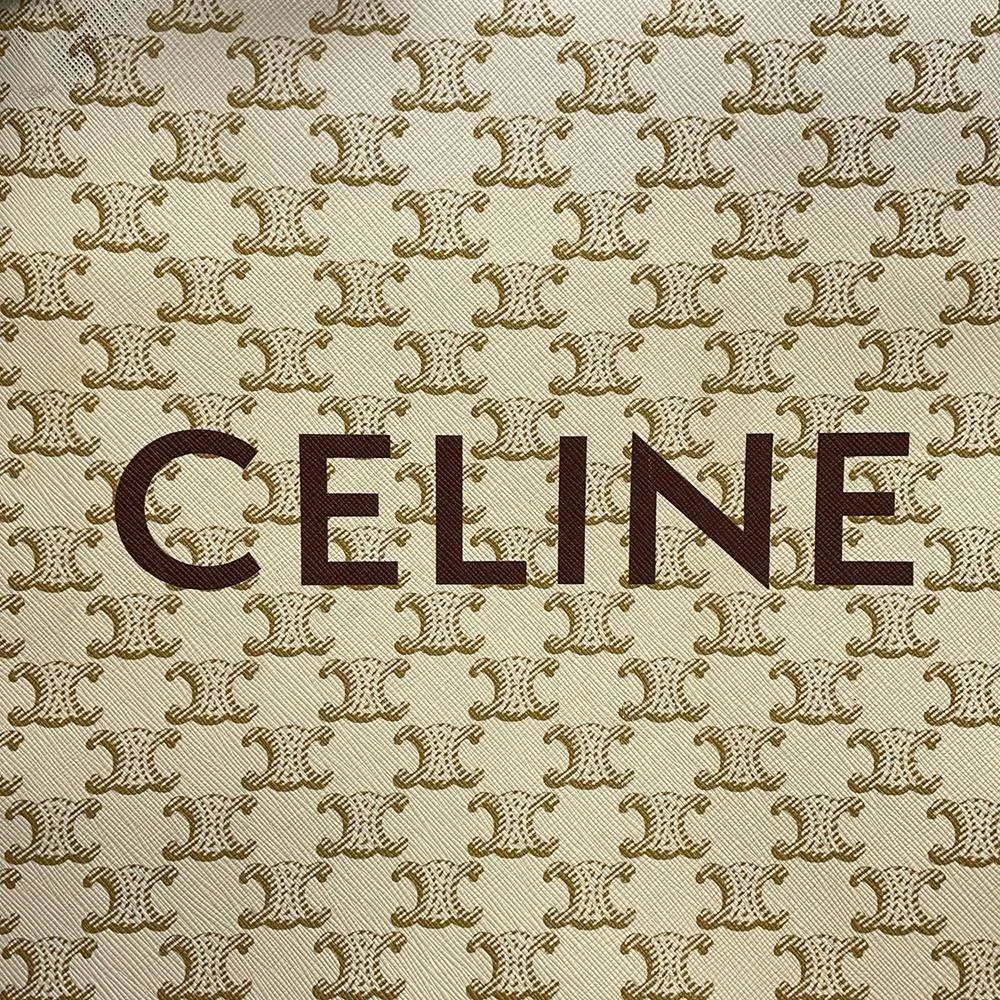 CELINE Vertical Kaba 2WAY Tote Bag Beige/Brown PVC Leather Size Small