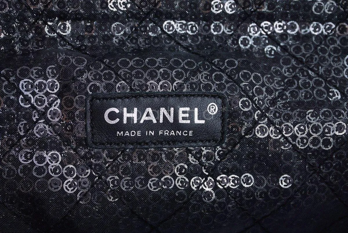 Chanel Black 13in. Maxi Quilted Sequin Classic 2.55 Jumbo XL Flap Bag