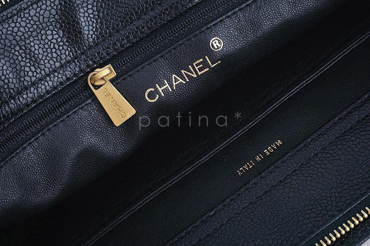 Chanel Black Caviar Quilted Large Shopper Tote Bag