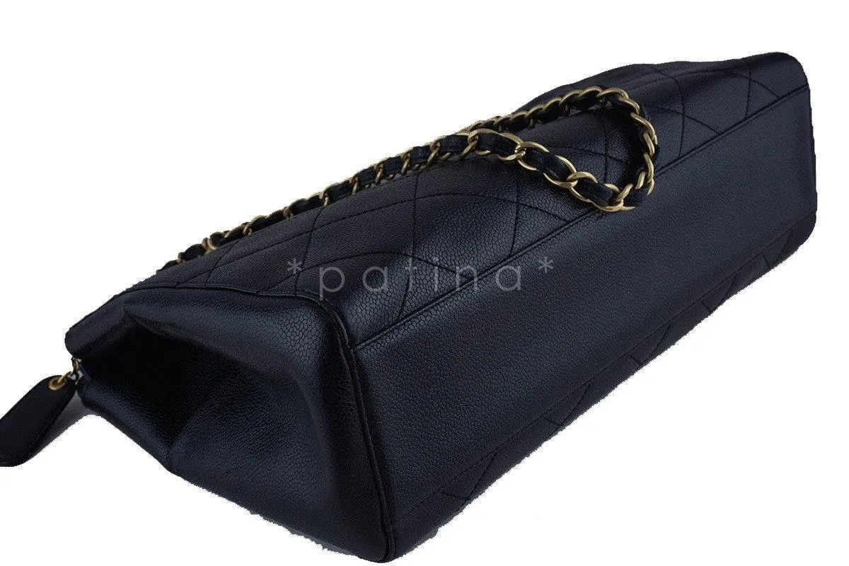 Chanel Black Caviar Quilted Large Shopper Tote Bag