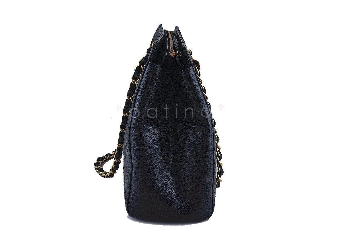 Chanel Black Caviar Quilted Large Shopper Tote Bag