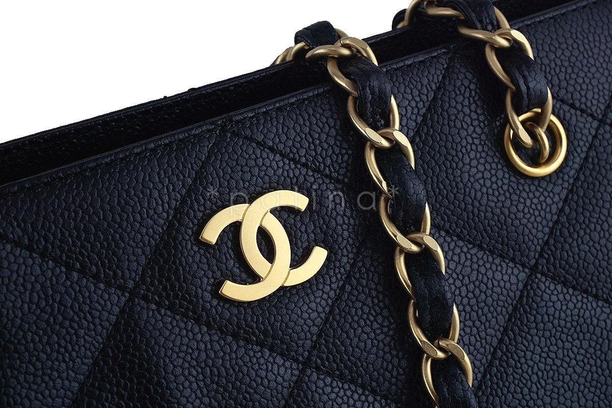 Chanel Black Caviar Quilted Large Shopper Tote Bag