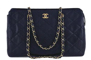 Chanel Black Caviar Quilted Large Shopper Tote Bag