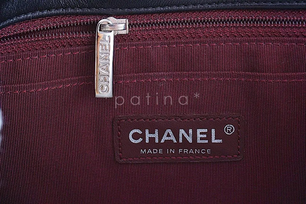 Chanel Black Glossy Patent Quilted Classic Label Flap Bag
