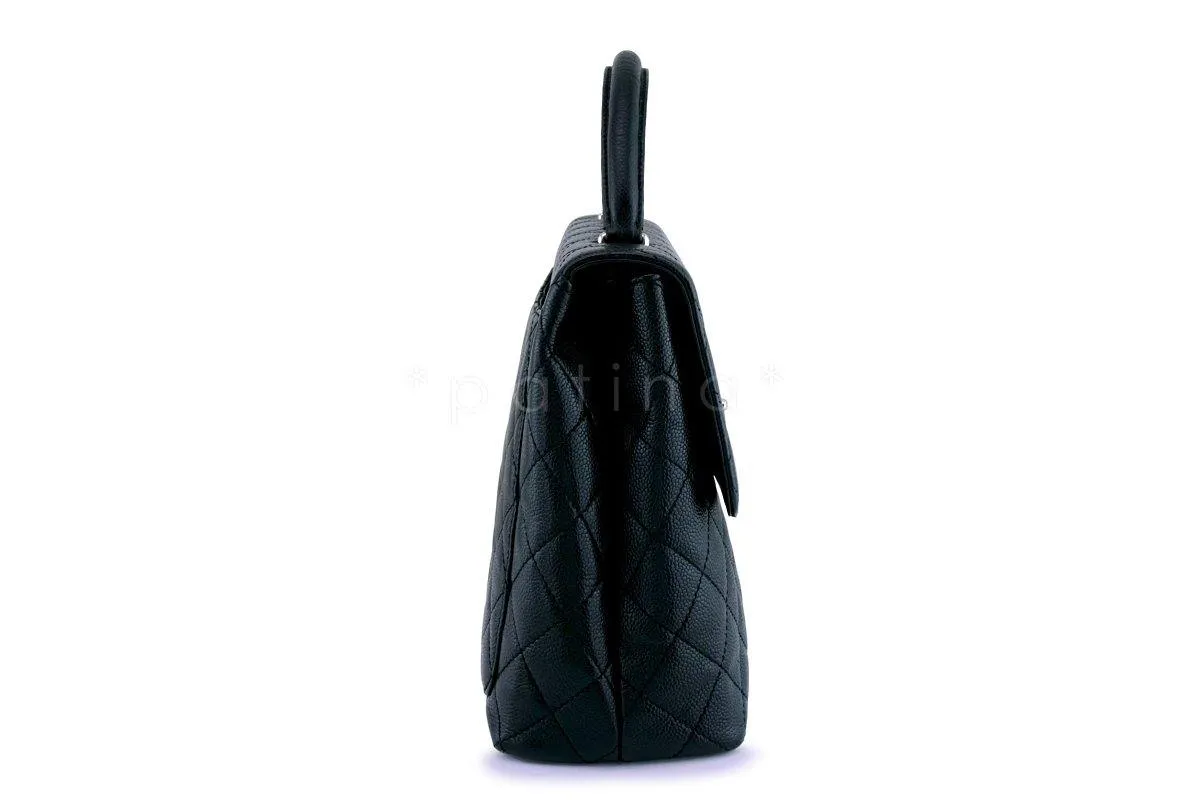 Chanel Black Large Caviar Classic Quilted Kelly Flap Bag SHW