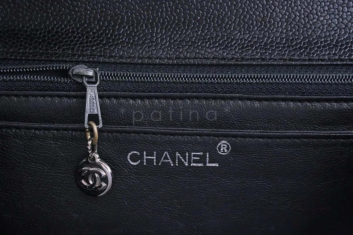 Chanel Black Large Caviar Classic Quilted Kelly Flap Bag SHW