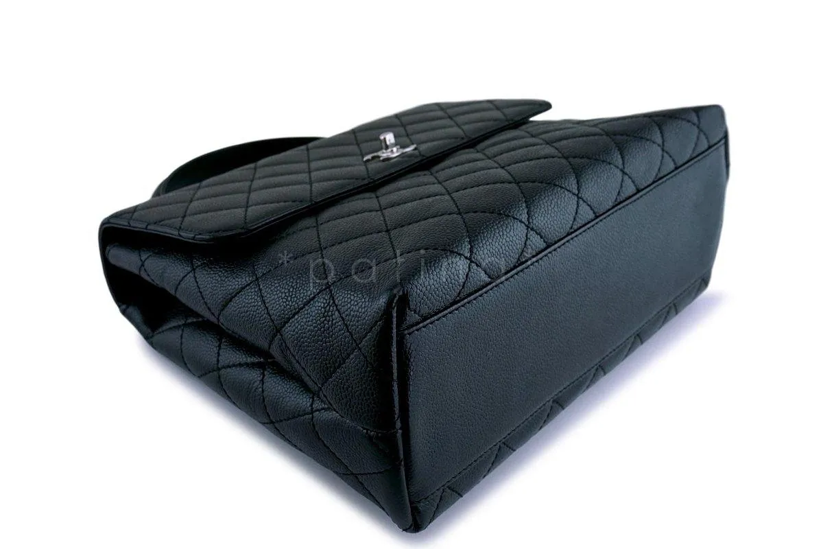 Chanel Black Large Caviar Classic Quilted Kelly Flap Bag SHW