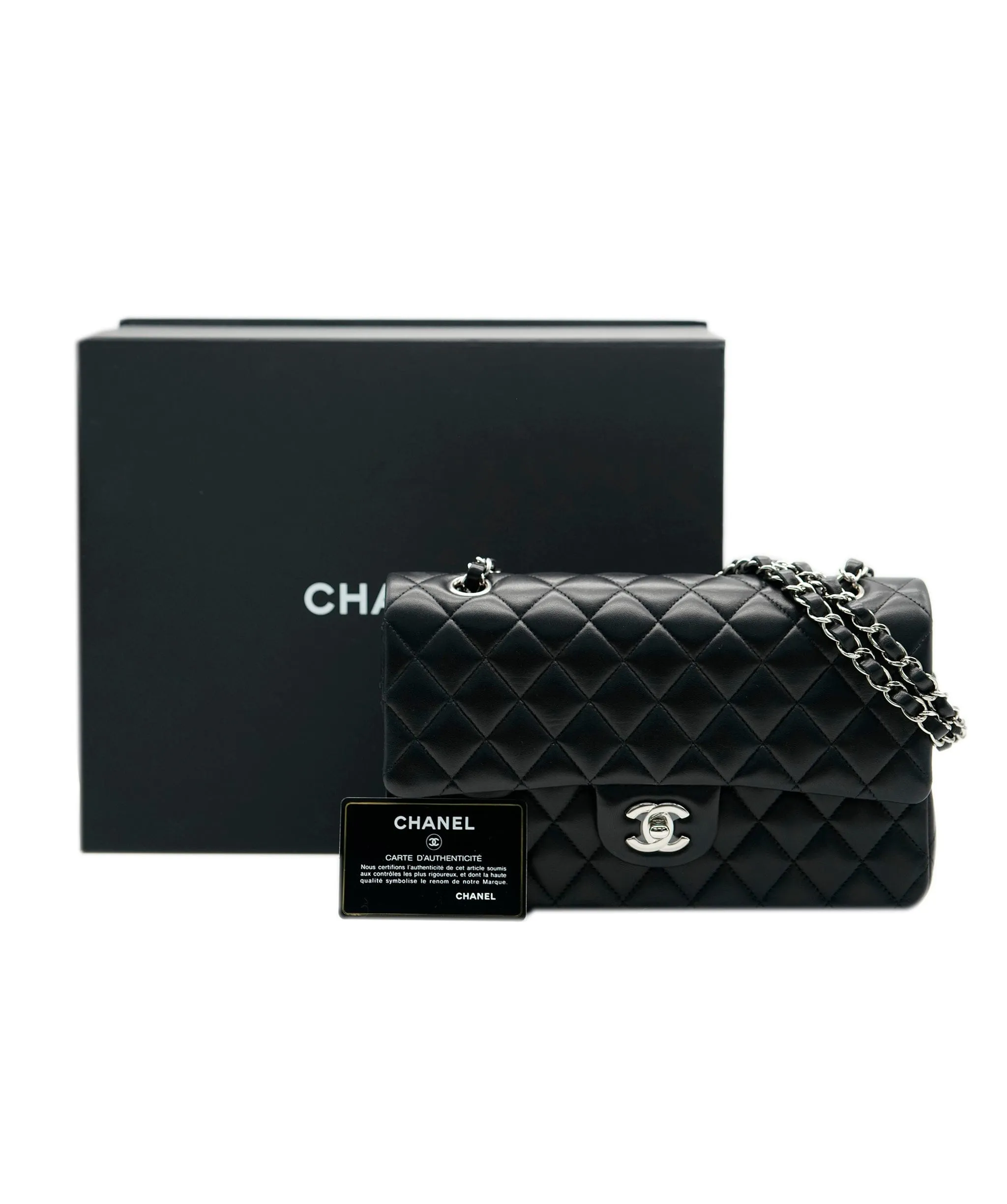 Chanel Black Leather Quilted Lambskin Medium Classic Flap Bag  ASC4267