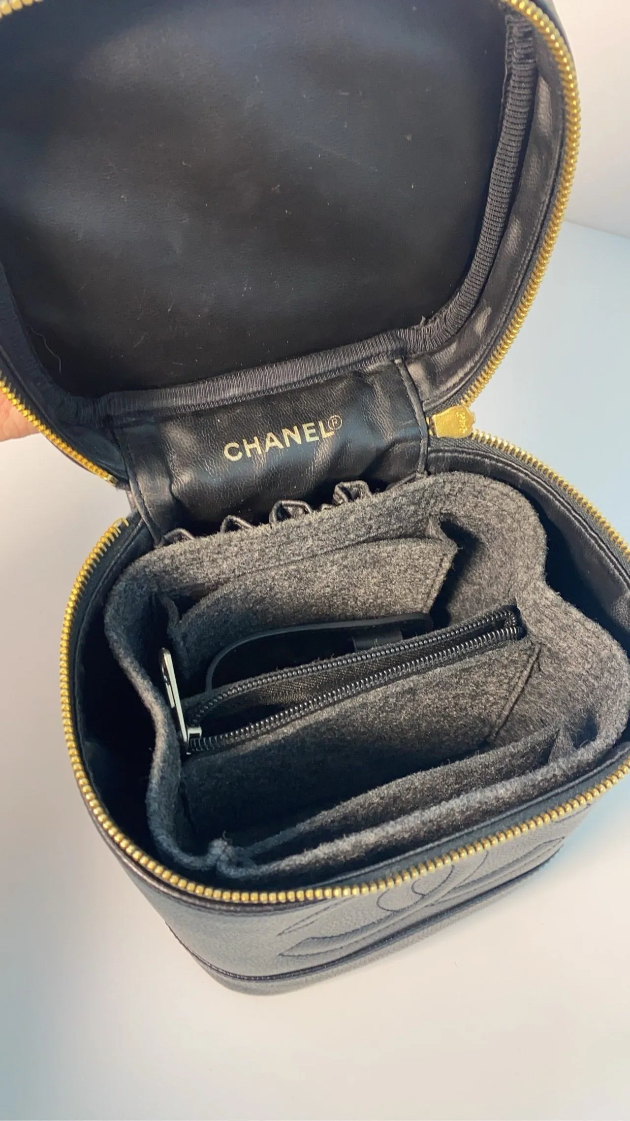 Chanel Black Leather Vanity Case Bag