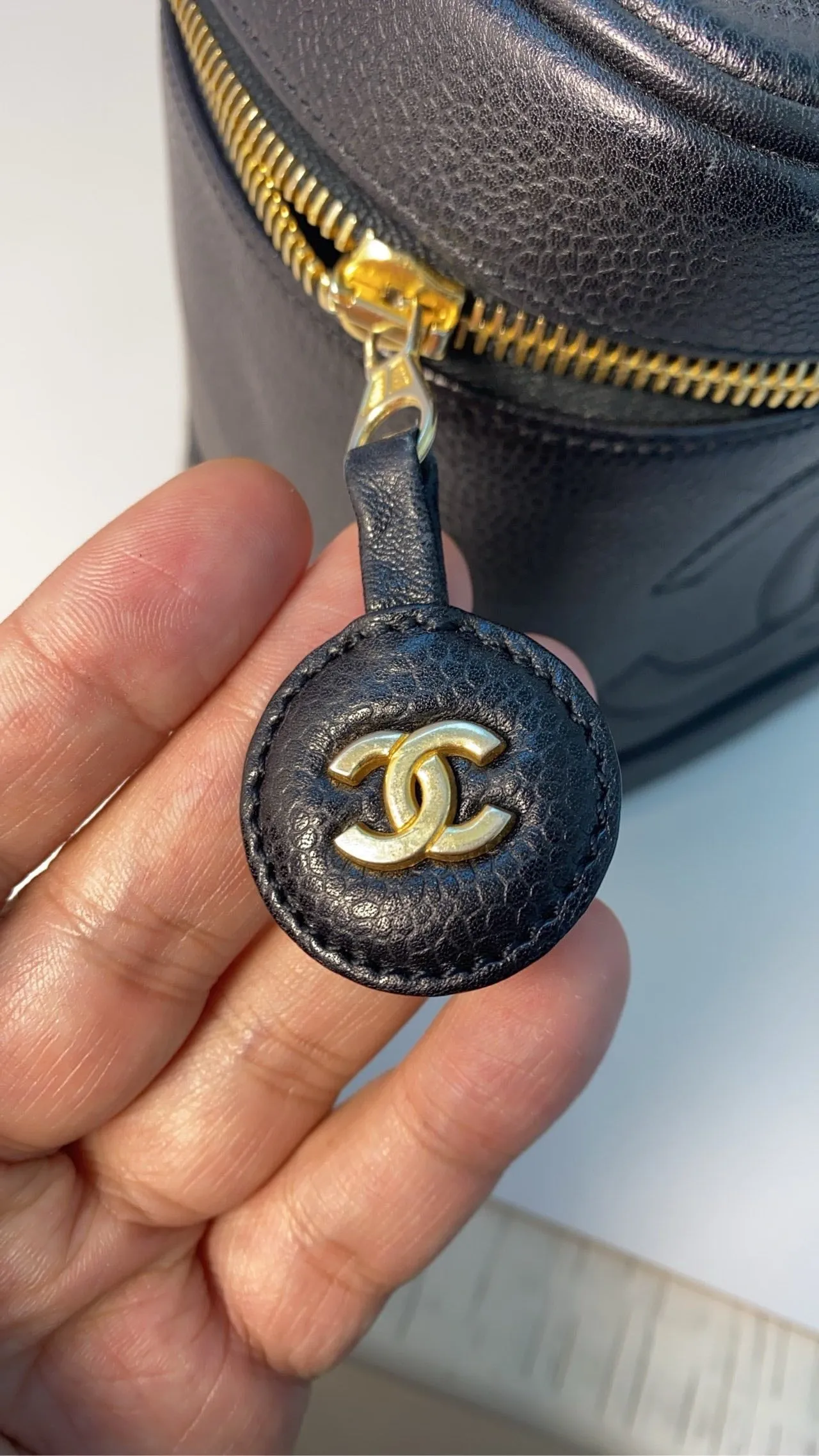 Chanel Black Leather Vanity Case Bag