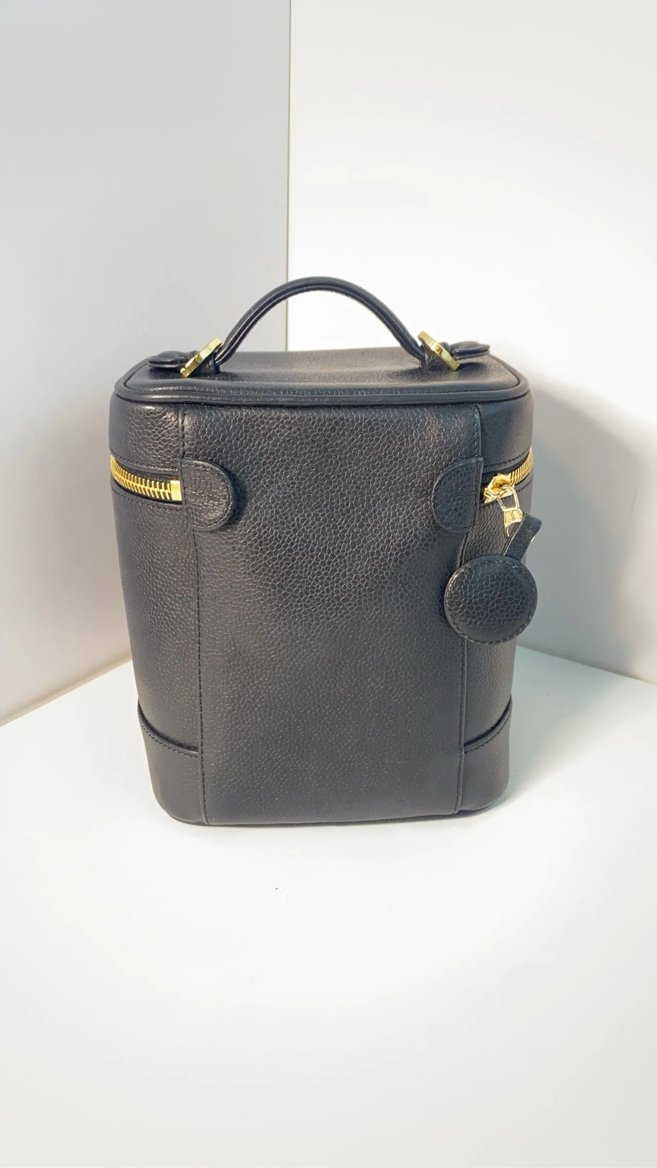 Chanel Black Leather Vanity Case Bag