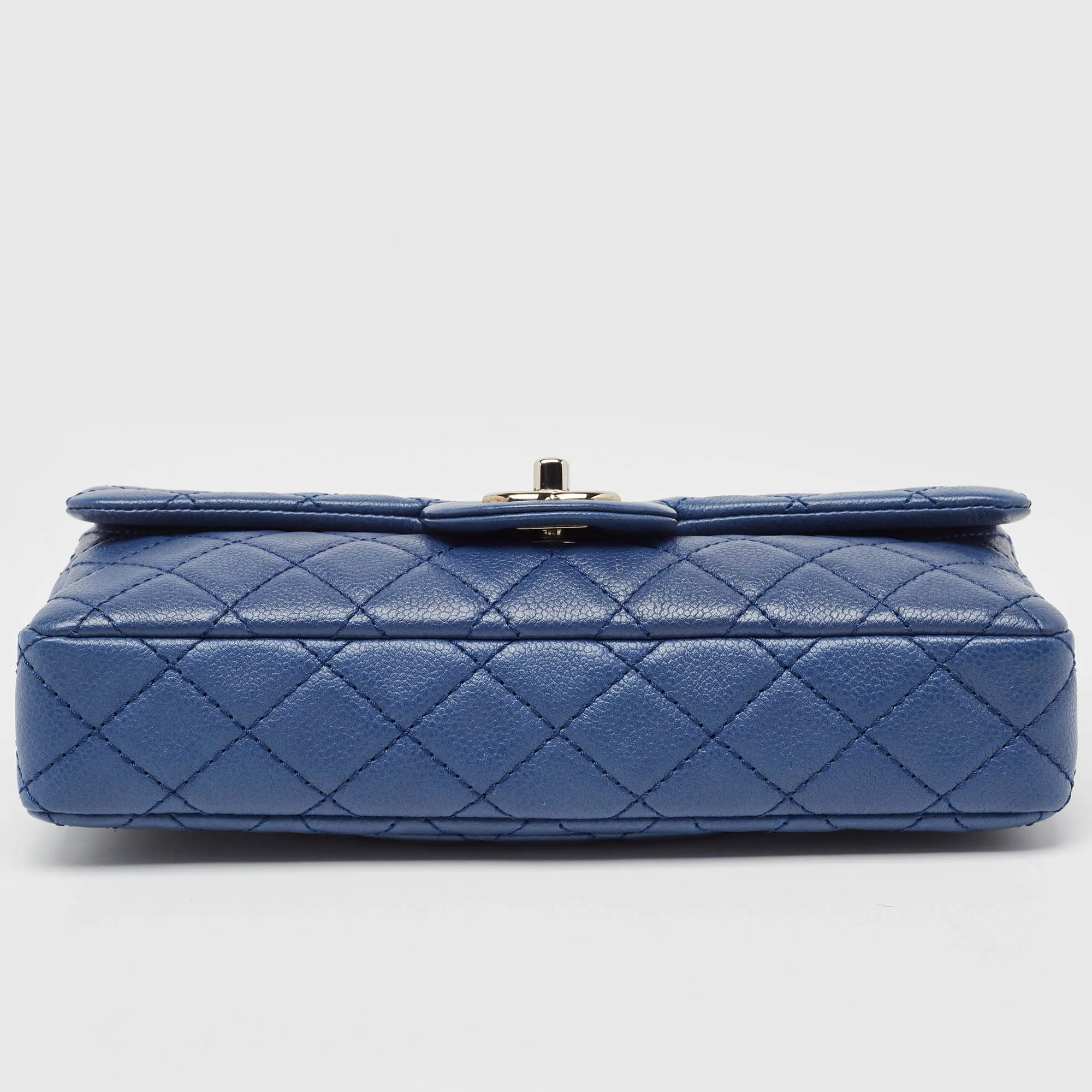 CHANEL Blue Quilted Caviar Leather East/West Classic New Bag