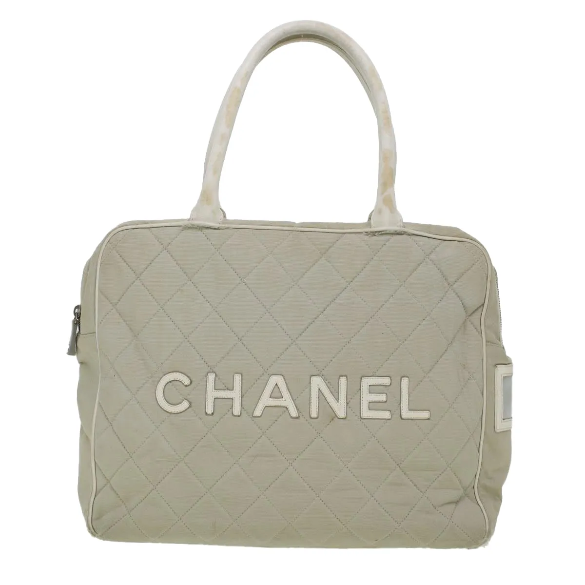 CHANEL Boston Bag Canvas Gray CC  bs6078