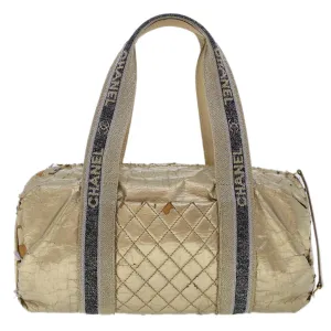 Chanel Boston Bag Patent leather Gold Tone CC Auth yb278