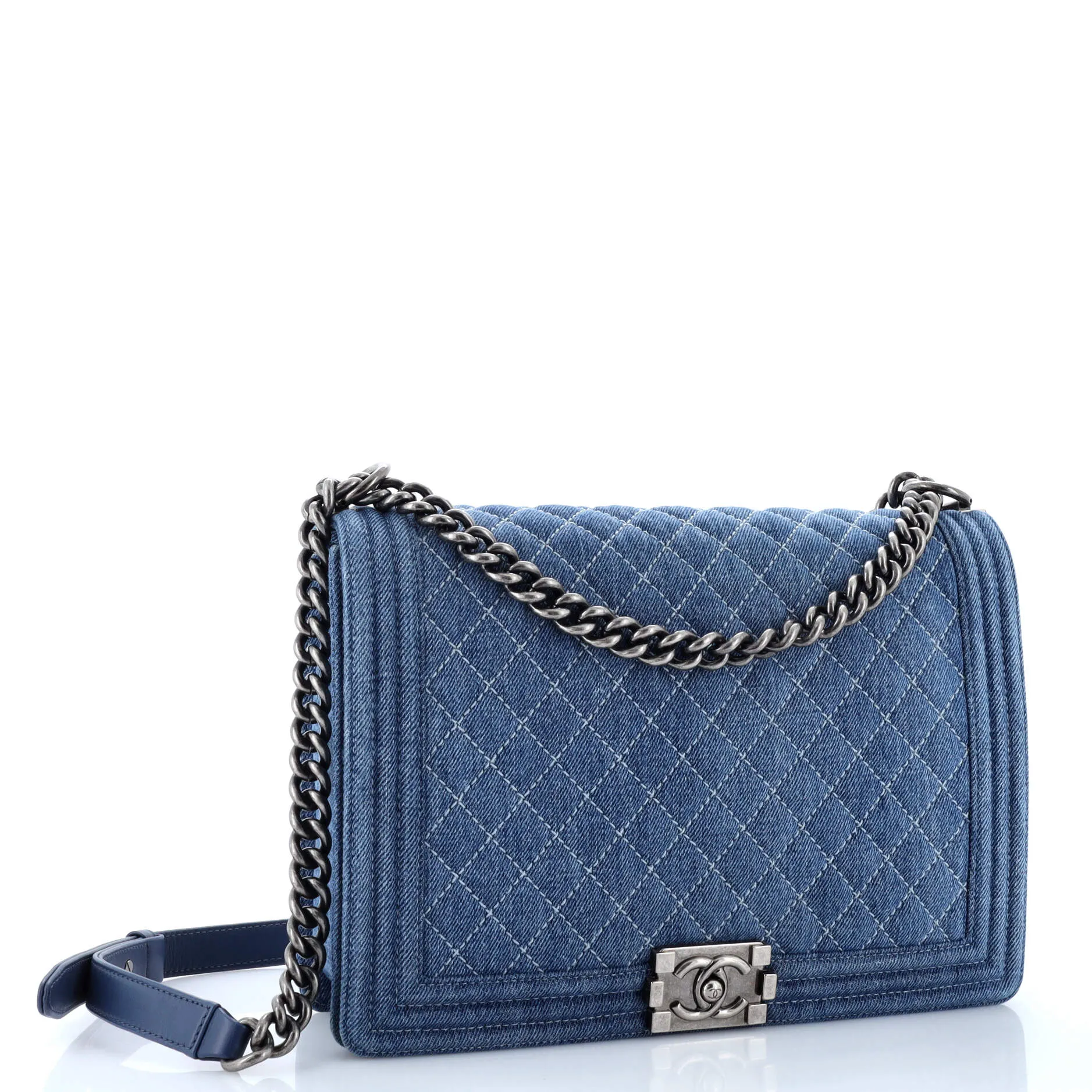 Chanel Boy Flap Bag Quilted Denim Large