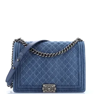 Chanel Boy Flap Bag Quilted Denim Large