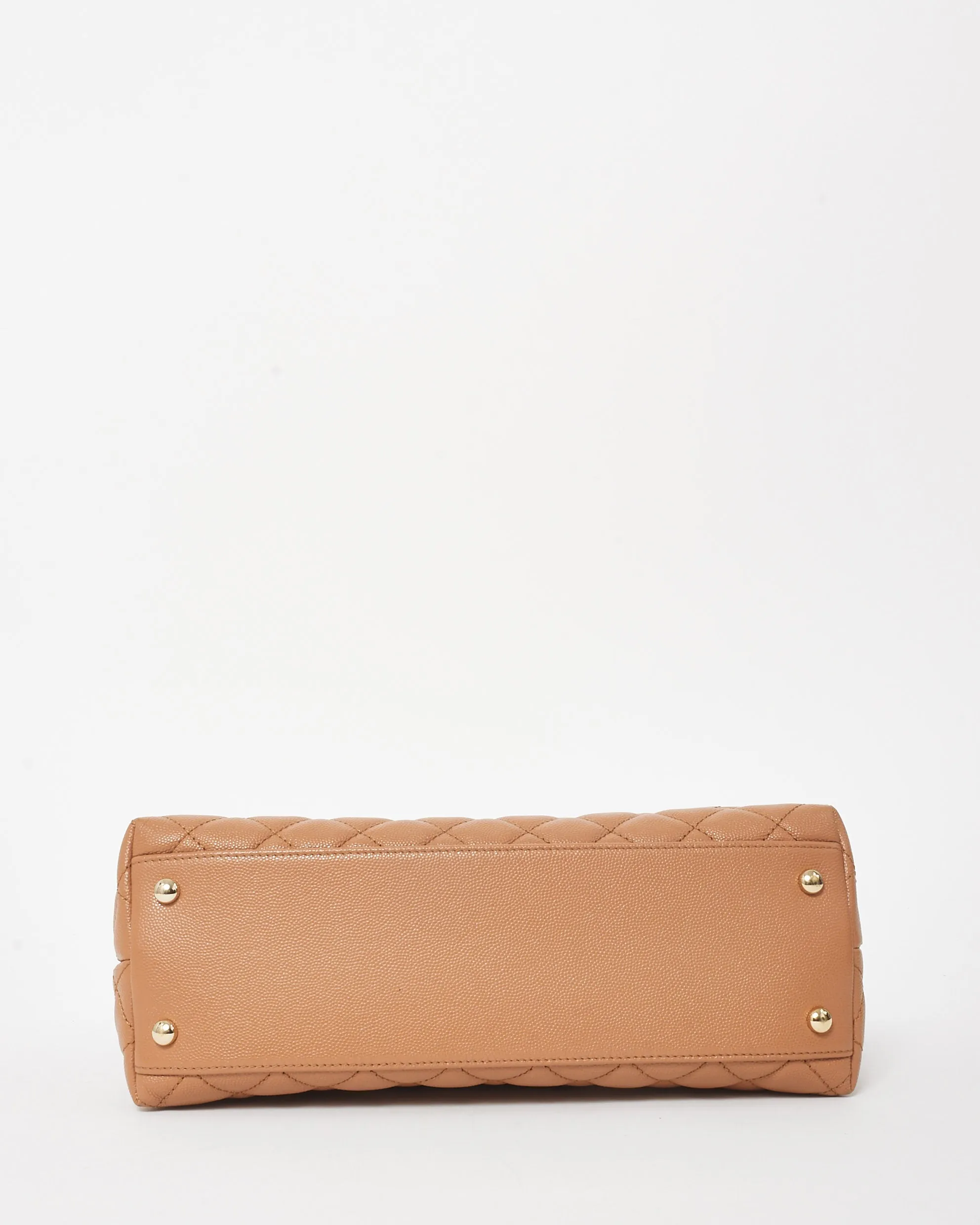 Chanel Camel Caviar Leather Coco Handle Medium Top Handle Bag