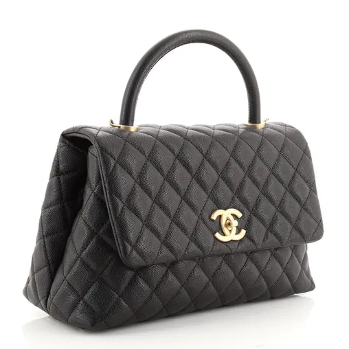 CHANEL CAVIAR QUILTED MEDIUM COCO TOP HANDLE FLAP BAG