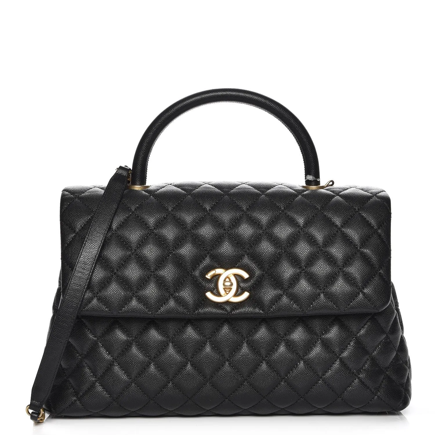 CHANEL CAVIAR QUILTED MEDIUM COCO TOP HANDLE FLAP BAG