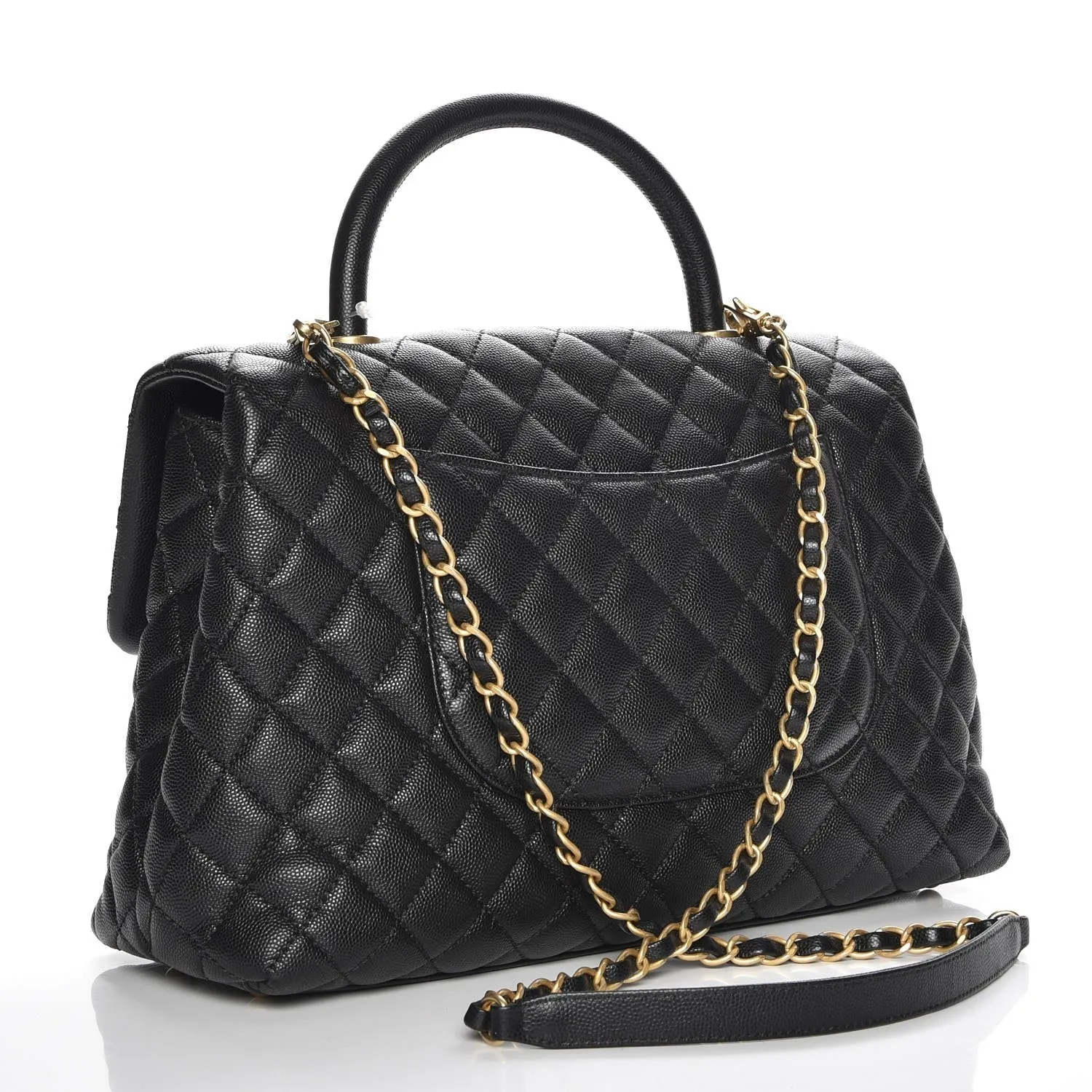 CHANEL CAVIAR QUILTED MEDIUM COCO TOP HANDLE FLAP BAG